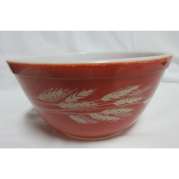 Vintage Pyrex 402 Autumn Harvest Wheat Pattern Nesting Mixing Bowl 1.5 Qt. USA - Picture 4 of 9